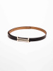 Ремень поясной женский кожанный, черный